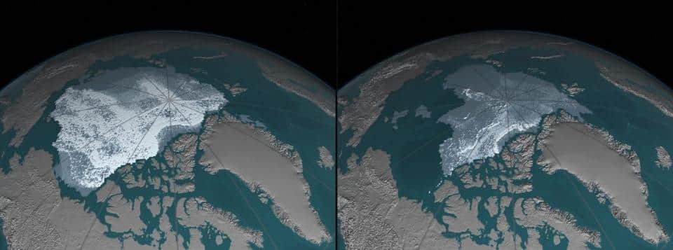 NASA's Images of Change: Arctic sea ice decline (Credit: NASA)