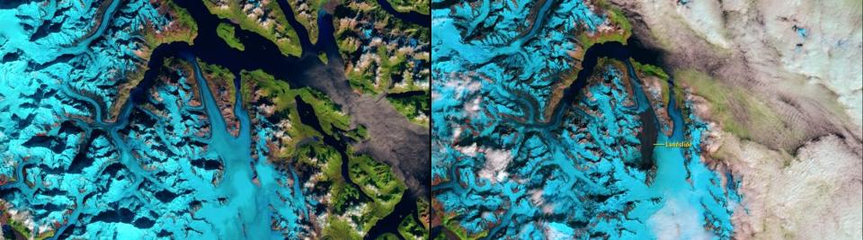 NASA's Images of Change: Glacier Bay landslide (Credit: NASA)
