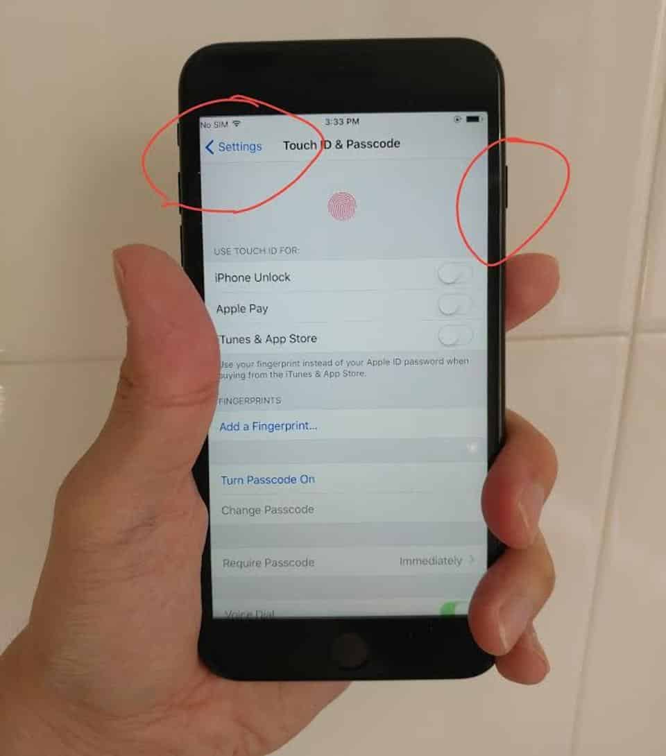 The back button in iOS's settings and the power button (which is needed to lock the device) are out of reach. 