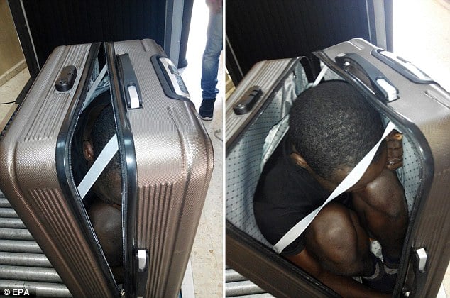 A 19-year-old migrant, from Gabon, was smuggled across the Morocco-Spain border in a case