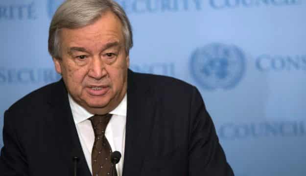 United Nations Secretary-General Antonio Guterres speaks to reporters during a news conference, Wednesday, Feb. 1, 2017 at United Nations headquarters. 