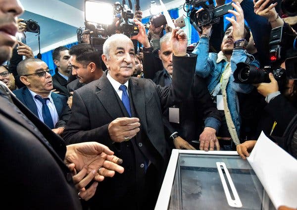 Abdelmadjid Tebboune casting his vote on Thursday in the election he won. He was seen as the preferred candidate of the military establishment.